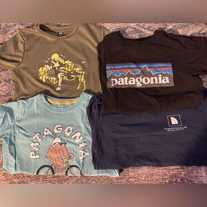 Four T-shirts (2- Patagonia shirts, 1- North Face, 1- Helly Hansen) - Size M